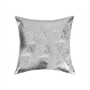 Natural Home Decor Torino Scotland Cowhide Pillow | 1-Piece | Grey & silver
